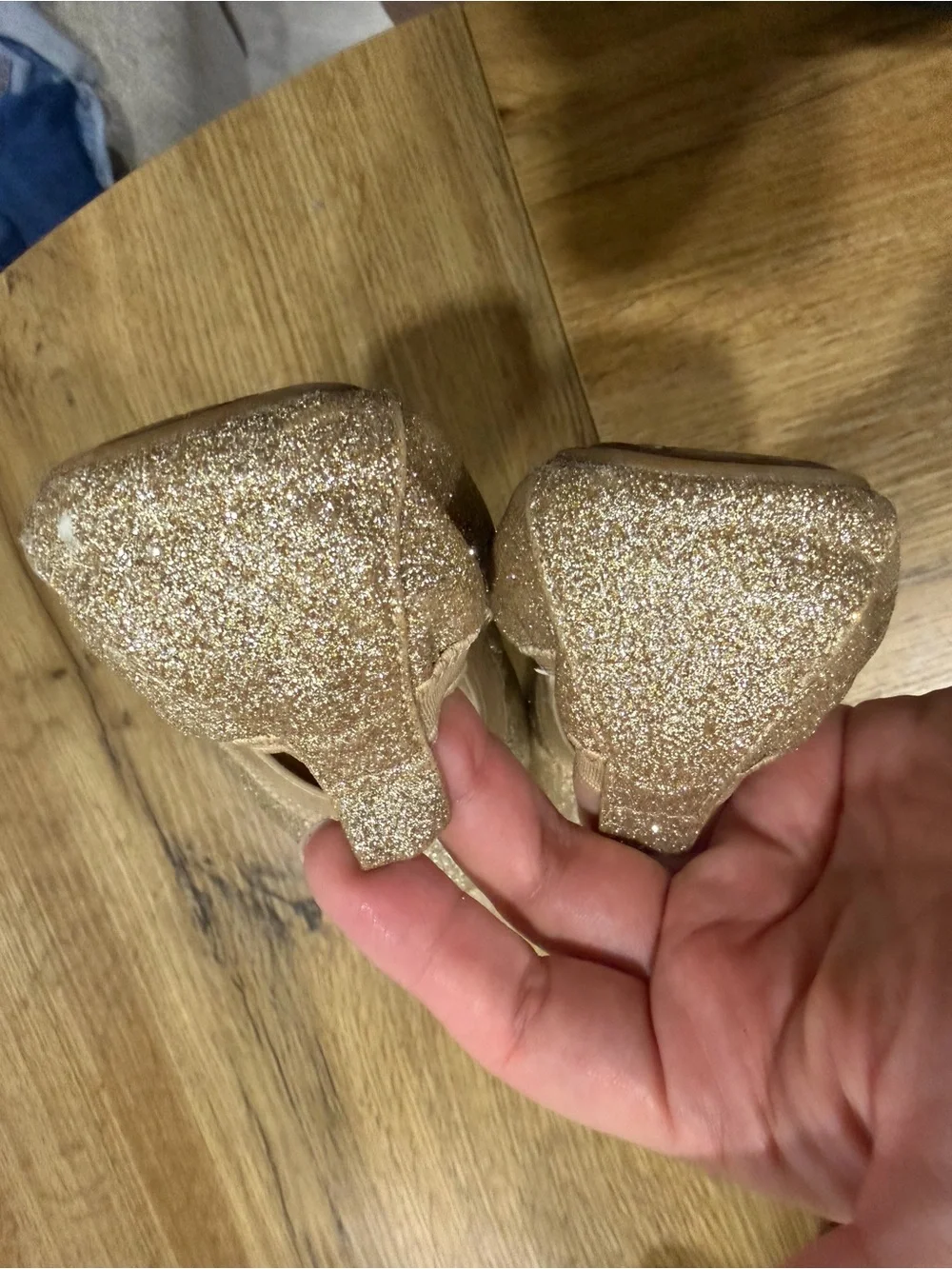 Yosi Samra Gold Glitter Bow Ballet Flats